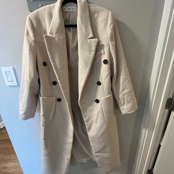 Mango double breasted wool coat size XS in cream - Picture 1 of 5